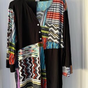 Parsley & Sage Multicolor Patchwork Blouse